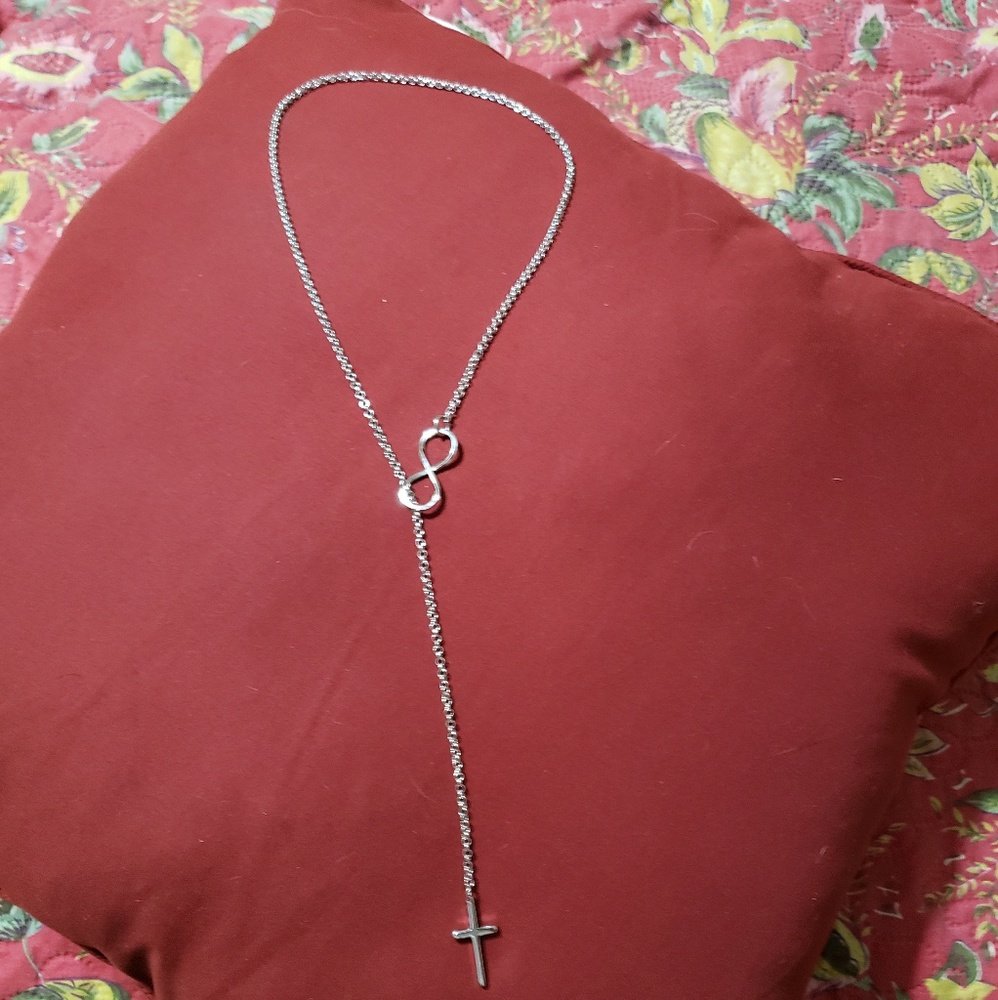 Sterling silver infinity loop cross necklace